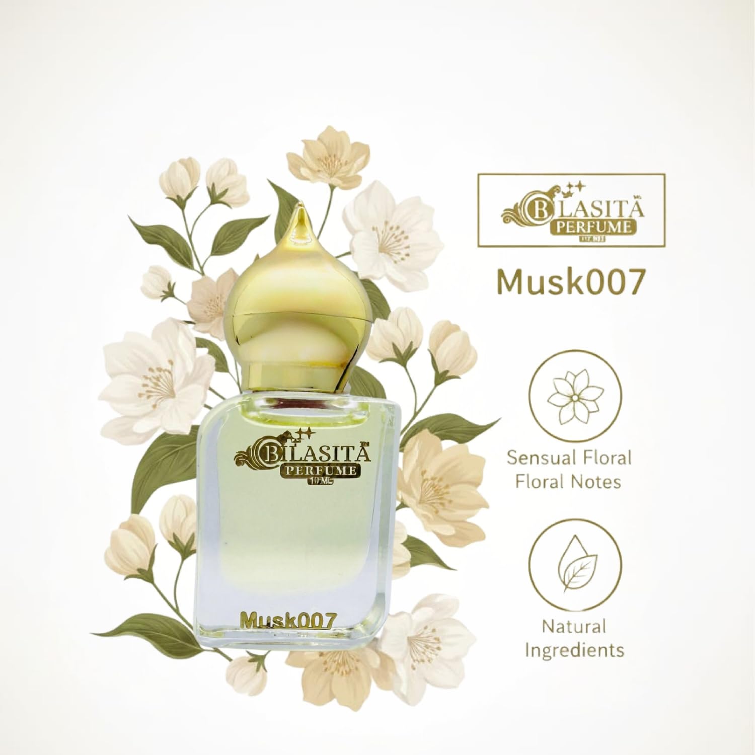 Musk007 Attar 10ml | Musk Attar for Men & Women | Alcohol-Free Long-Lasting Fragrance Oil | 100% Pure Ittar | Premium Wooden Box Pack Roll-On Golden Cap Glass Bottle Attar | Ideal Gift for Men and Women