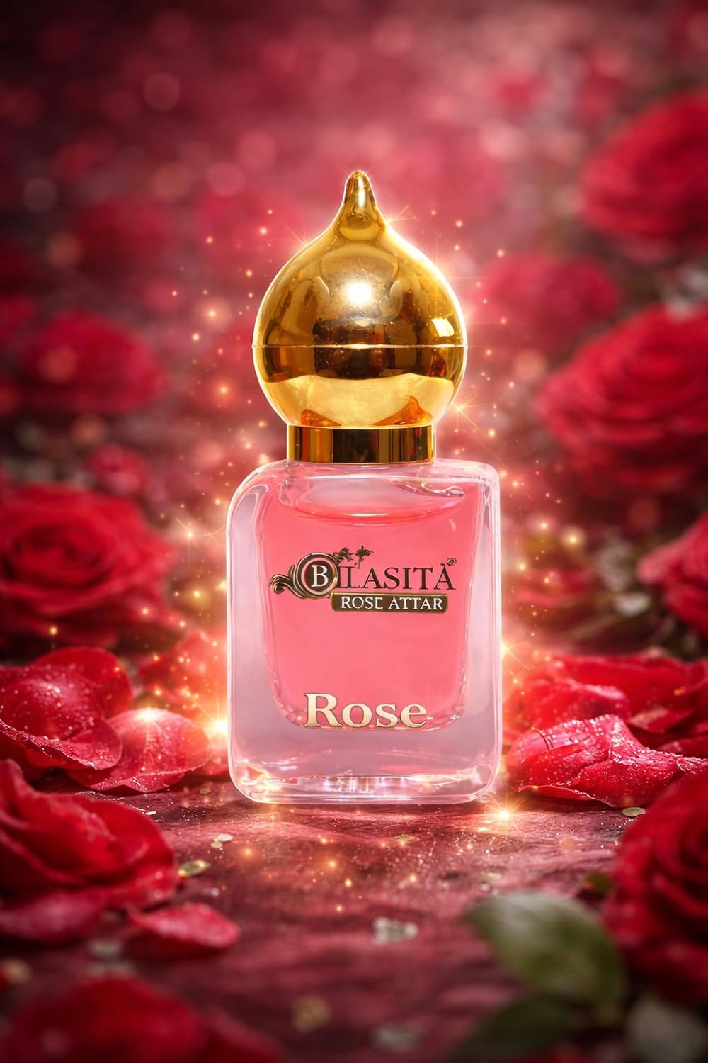 Rose Attar | Long Lasting Fragrance for Men,Women & Temple Use | Premium Wooden Box Pack Non-Alcoholic Roll-On Golden Cap Glass Bottle Attar Ideal Gift (10 Ml Pack)