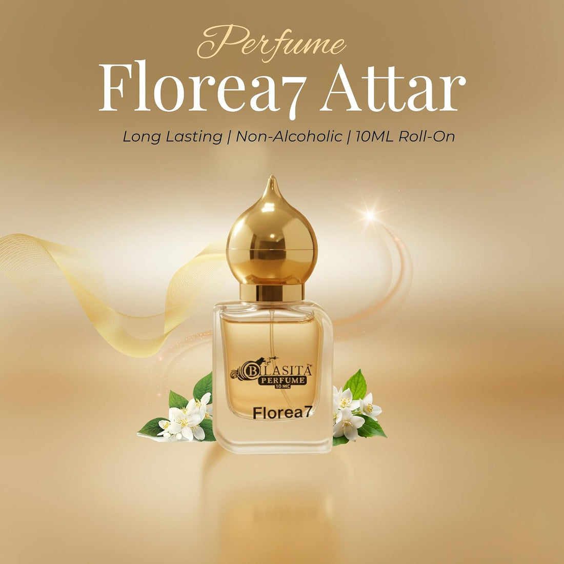 Florea7 Attar 10ml | Florea7 Attar for Women | Alcohol-Free Long-Lasting Fragrance Oil | 100% Pure Ittar | Premium Wooden Box Pack Roll-On Golden Cap Glass Bottle Attar | Ideal Gift for Women