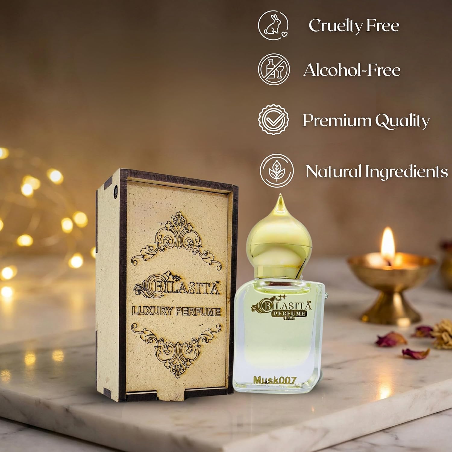 Musk007 Attar 10ml | Musk Attar for Men & Women | Alcohol-Free Long-Lasting Fragrance Oil | 100% Pure Ittar | Premium Wooden Box Pack Roll-On Golden Cap Glass Bottle Attar | Ideal Gift for Men and Women