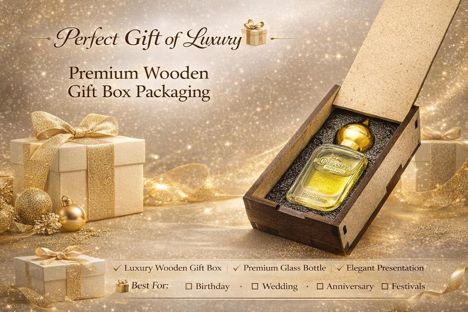 SilverNess  Attar 10ml | SilverNess Attar for men | Alcohol-Free Long-Lasting Fragrance Oil | 100% Pure Ittar | Premium Wooden Box Pack Roll-On Golden Cap Glass Bottle Attar | Ideal Gift for men