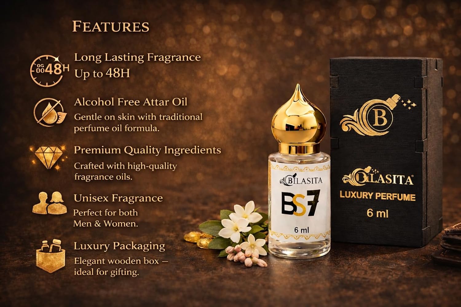 BS7 Attar |Fresh & Luxury Unisex Fragrance | Long Lasting Fragrance for Men and Women | Premium Roll-On Attar for Men & Women 6ML