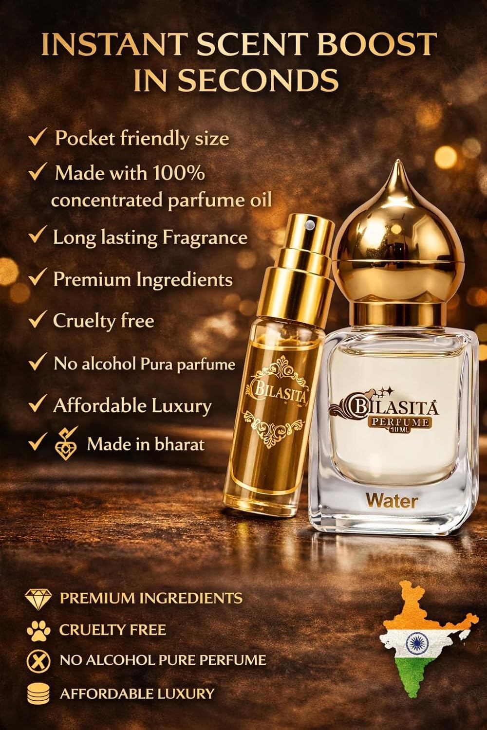 Water Attar for Men, 10m | Luxury Unisex Fragrance | Long Lasting Fragrance for Men and Women | Premium Attar for Men & Women