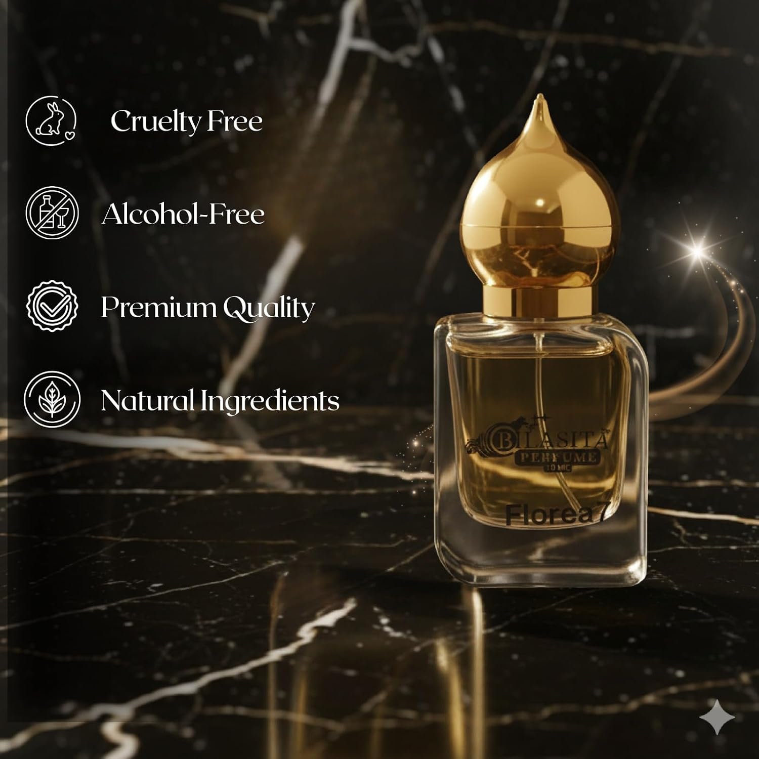 Florea7 Attar 10ml | Florea7 Attar for Women | Alcohol-Free Long-Lasting Fragrance Oil | 100% Pure Ittar | Premium Wooden Box Pack Roll-On Golden Cap Glass Bottle Attar | Ideal Gift for Women