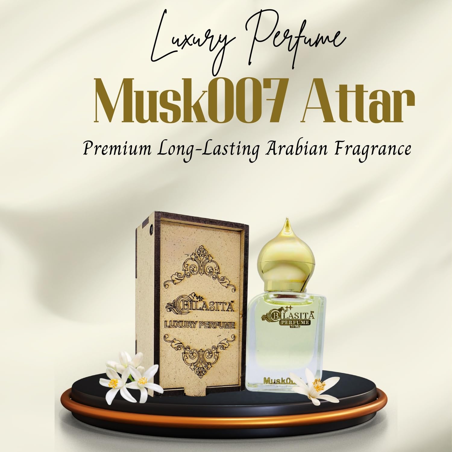 Musk007 Attar 10ml | Musk Attar for Men & Women | Alcohol-Free Long-Lasting Fragrance Oil | 100% Pure Ittar | Premium Wooden Box Pack Roll-On Golden Cap Glass Bottle Attar | Ideal Gift for Men and Women