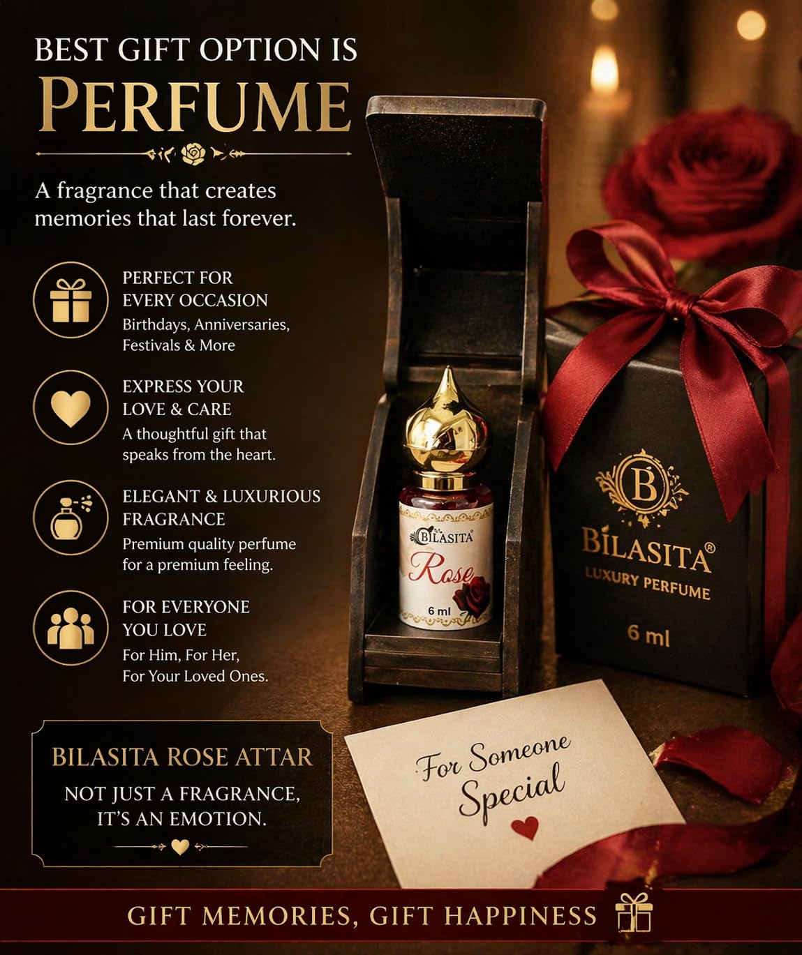 Rose Attar |Fresh & Luxury Unisex Fragrance | Long Lasting Fragrance for Men and Women | Premium Roll-On Attar for Men & Women 6ML