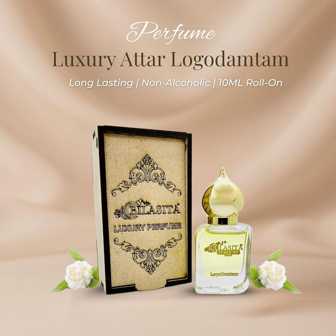 Logodamtam Attar 10ml | Logodamtam Attar for Men | Alcohol-Free Long-Lasting Fragrance Oil | 100% Pure Ittar | Premium Wooden Box Pack Roll-On Golden Cap Glass Bottle Attar | Ideal Gift for Men