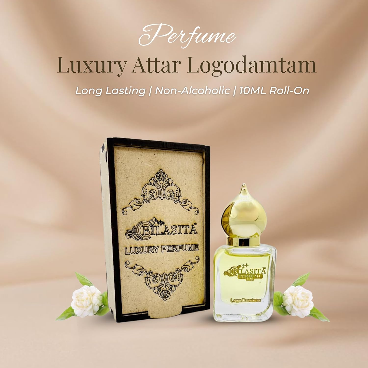 Logodamtam Attar 10ml | Logodamtam Attar for Men | Alcohol-Free Long-Lasting Fragrance Oil | 100% Pure Ittar | Premium Wooden Box Pack Roll-On Golden Cap Glass Bottle Attar | Ideal Gift for Men