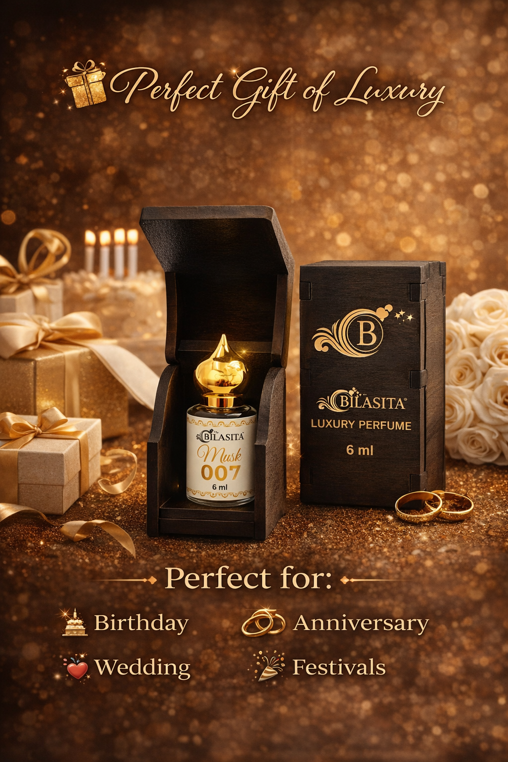 Musk007 Attar 10ml | Musk Attar for Men & Women | Alcohol-Free Long-Lasting Fragrance Oil | 100% Pure Ittar | Premium Wooden Box Pack Roll-On Golden Cap Glass Bottle Attar | Ideal Gift for Men and Women