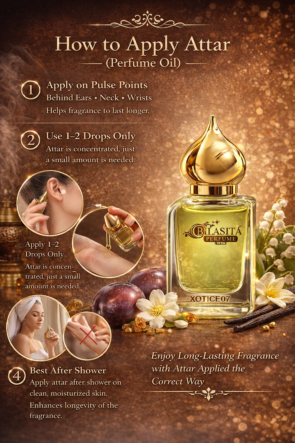 XOTICE07 Attar 10ml | Musk Attar for Men & Women | Alcohol-Free Long-Lasting Fragrance Oil | 100% Pure Ittar | Premium Wooden Box Pack Roll-On Golden Cap Glass Bottle Attar | Ideal Gift for Men and Women