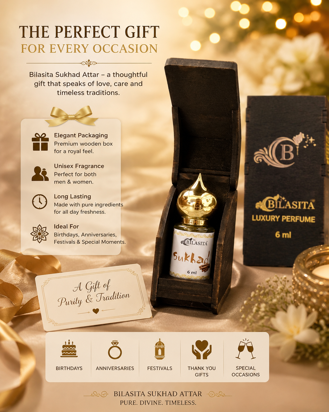 Sukhad Attar |Fresh & Luxury Unisex Fragrance | Long Lasting Fragrance for Men and Women | Premium Roll-On Attar for Men & Women 6ML