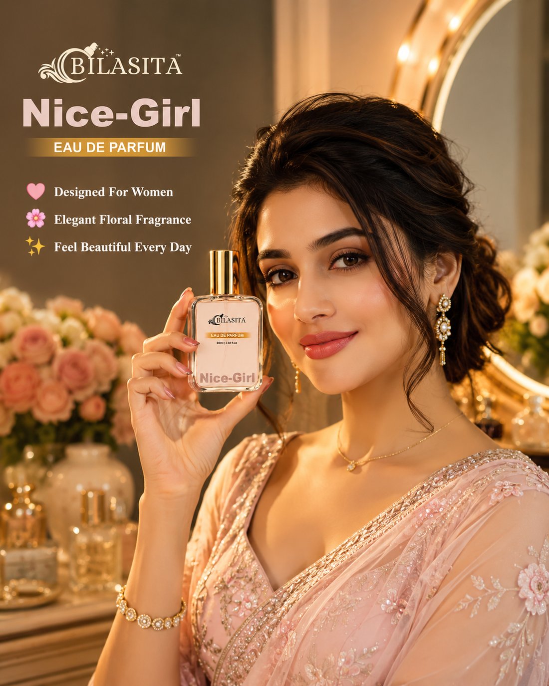 NICE-GIRL Romantic Perfume | Floral Citrus Fresh 35% French Fragrance Oil Long Lasting Fragrance for Women,Gift for Her - 60ml EDP