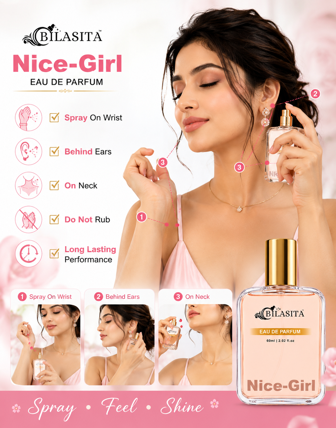 NICE-GIRL Romantic Perfume | Floral Citrus Fresh 35% French Fragrance Oil Long Lasting Fragrance for Women,Gift for Her - 60ml EDP