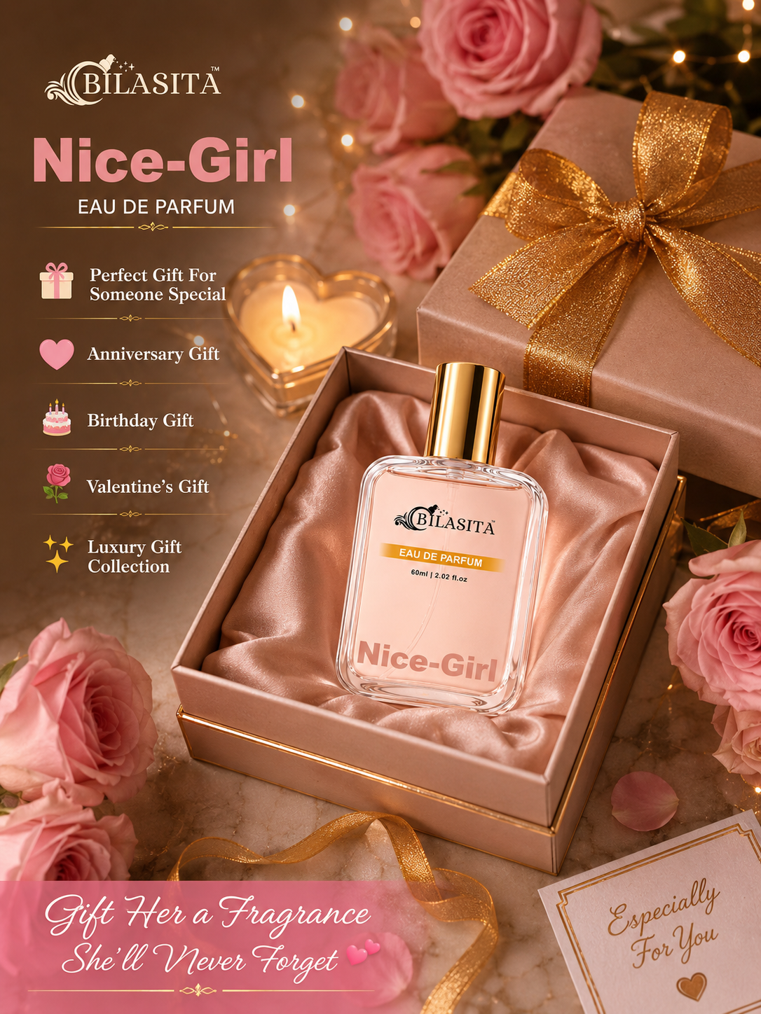 NICE-GIRL Romantic Perfume | Floral Citrus Fresh 35% French Fragrance Oil Long Lasting Fragrance for Women,Gift for Her - 60ml EDP