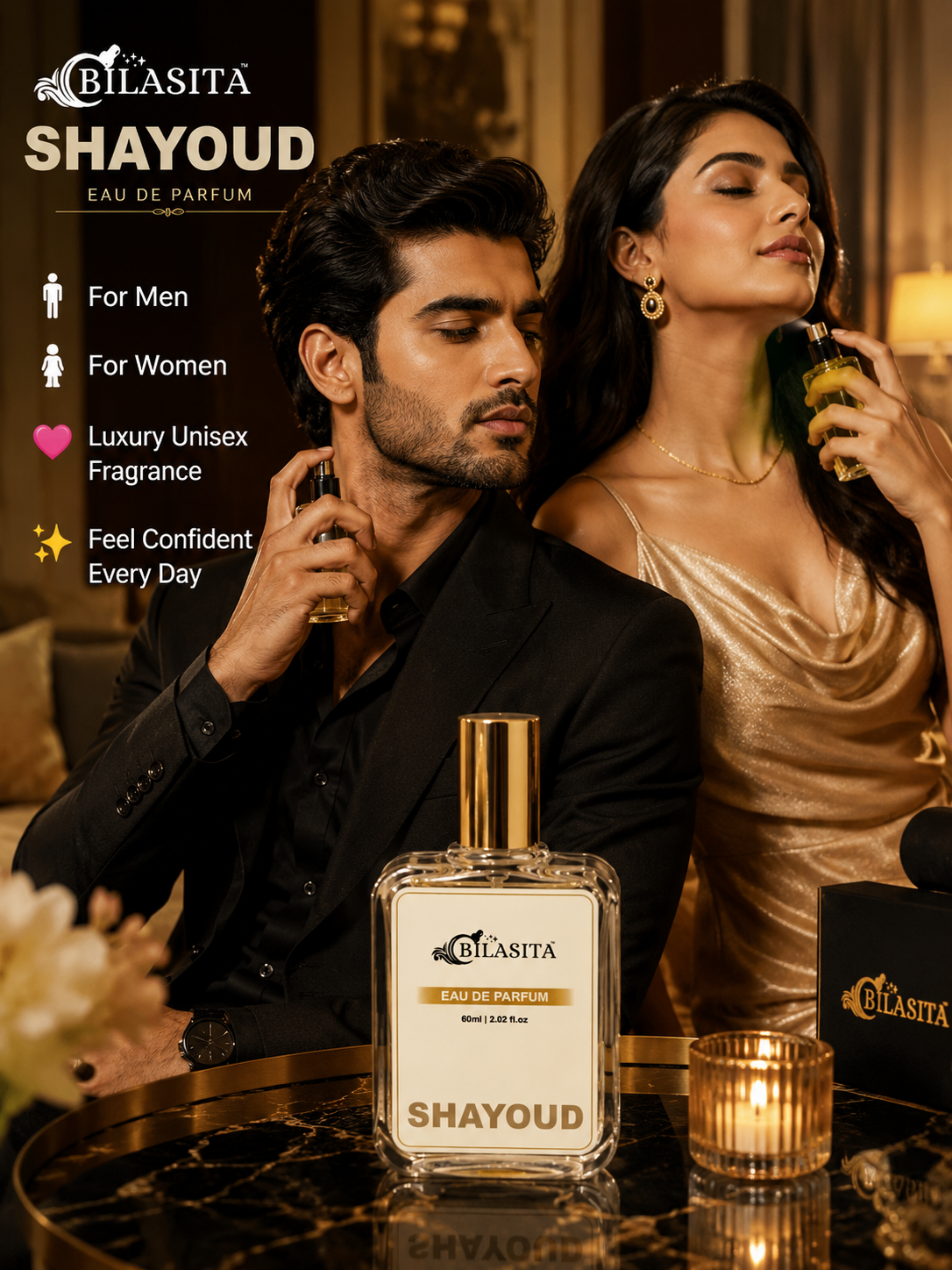 SHAYOUD Luxury Perfume with 35% French Fragrance Oil | Eau de Parfum for Men | Long Lasting Elegant Fragrance | 60 ml EDP