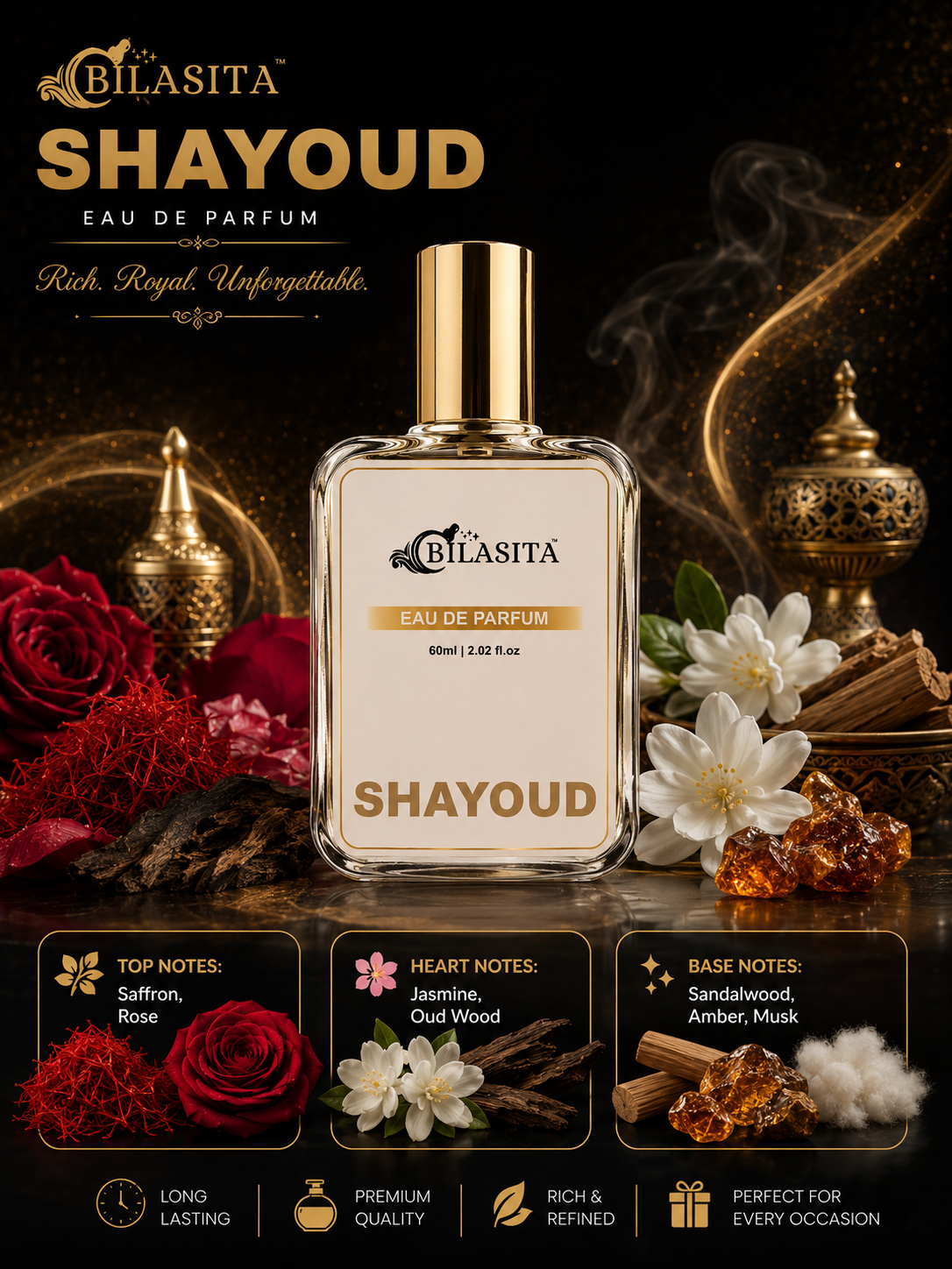SHAYOUD Luxury Perfume with 35% French Fragrance Oil | Eau de Parfum for Men | Long Lasting Elegant Fragrance | 60 ml EDP