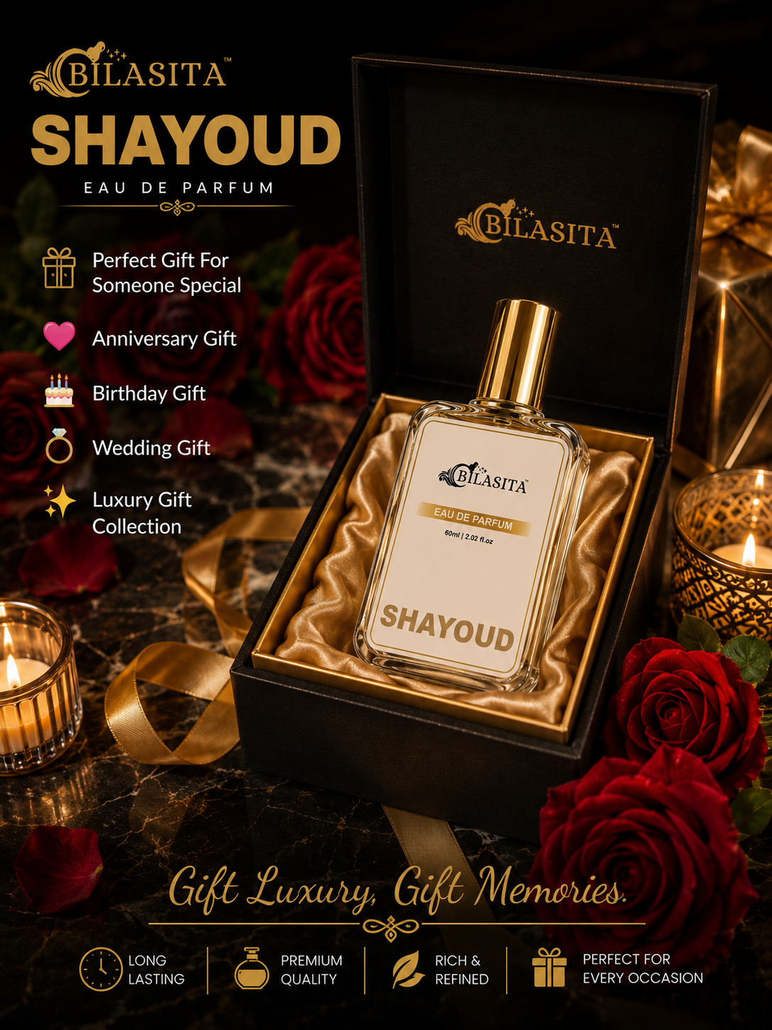 SHAYOUD Luxury Perfume with 35% French Fragrance Oil | Eau de Parfum for Men | Long Lasting Elegant Fragrance | 60 ml EDP