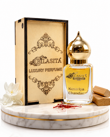Kesariya-Chandan Attar 10ml | Kesariya-Chandan Attar for men & Women | Alcohol-Free Long-Lasting Fragrance Oil | 100% Pure Ittar | Premium Wooden Box Pack Roll-On Golden Cap Glass Bottle Attar | Ideal Gift for men & Women