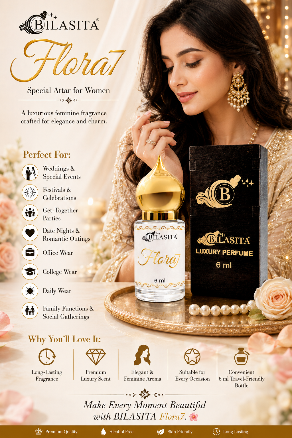 Florea7 Attar |Fresh & Luxury Unisex Fragrance | Long Lasting Fragrance for Men and Women | Premium Roll-On Attar for Men & Women 6ML