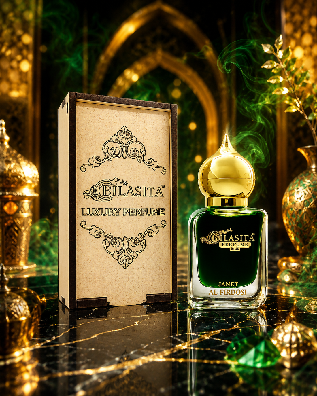 Janet Al Firdosi Attar 10ml | Musk Attar for Men | Alcohol-Free Long-Lasting Fragrance Oil | 100% Pure Ittar | Premium Wooden Box Pack Roll-On Golden Cap Glass Bottle Attar | Ideal Gift for Men