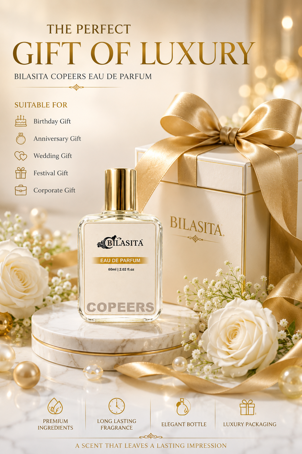 COPEERS Luxury Perfume with 30% French Fragrance Oil | Eau de Parfum for Men & Women | Long Lasting Elegant Fragrance | 60 ml EDP (Copy) (Copy)