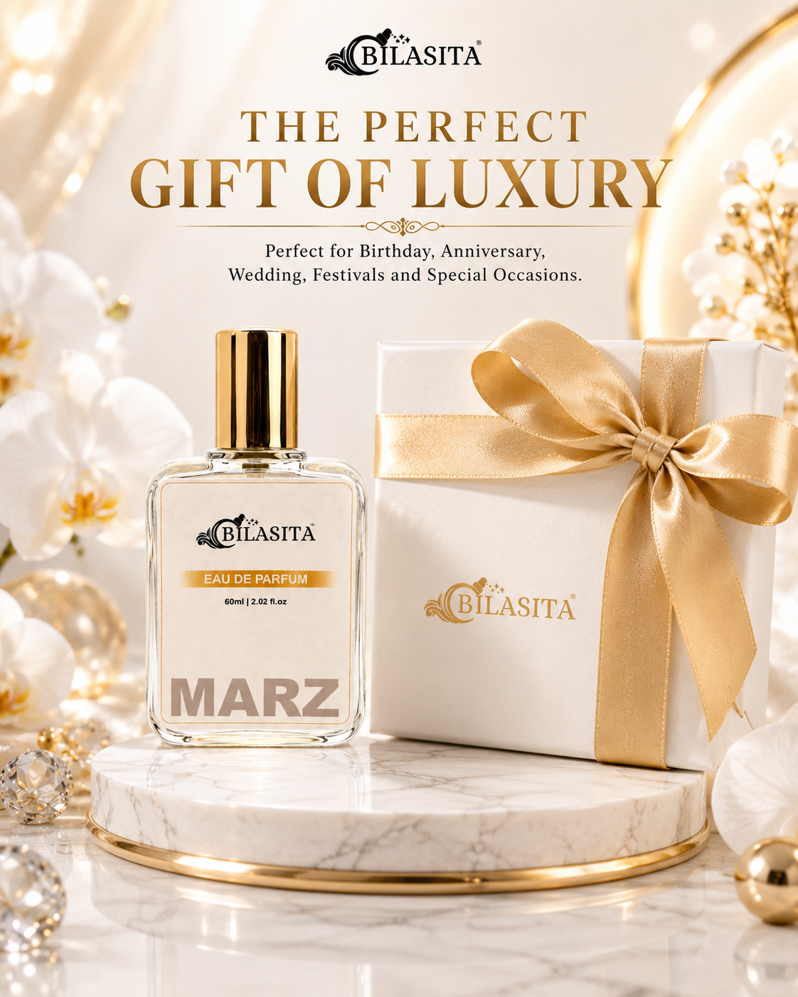 MARZ Luxury Perfume with 30% French Fragrance Oil | Eau de Parfum for Men & Women | Long Lasting Elegant Fragrance | 60 ml EDP