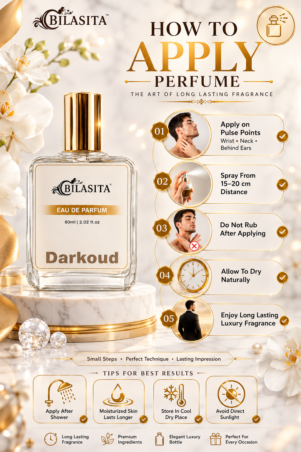 DARKOUD Luxury Perfume with 30% French Fragrance Oil | Eau de Parfum for Men & Women | Long Lasting Elegant Fragrance | 60 ml EDP