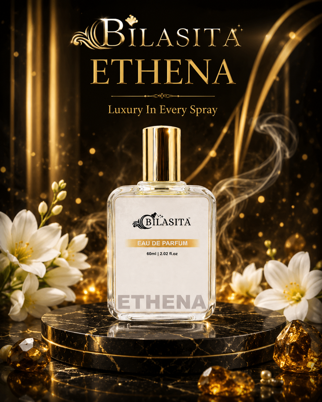 ETHENA Luxury Perfume with 30% French Fragrance Oil | Eau de Parfum for Men & Women | Long Lasting Elegant Fragrance | 60 ml EDP