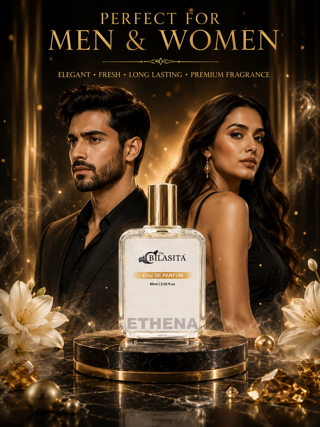 ETHENA Luxury Perfume with 30% French Fragrance Oil | Eau de Parfum for Men & Women | Long Lasting Elegant Fragrance | 60 ml EDP