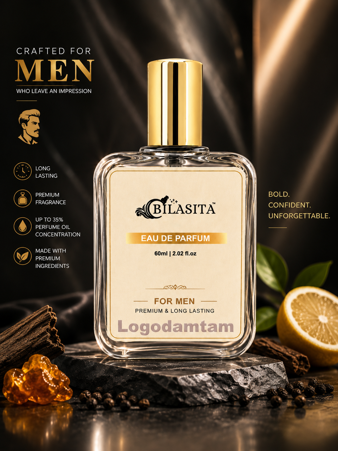 LogoDamtam Luxury Perfume with 30% French Fragrance Oil | Eau de Parfum for Men | Long Lasting Elegant Fragrance | 50ml EDP