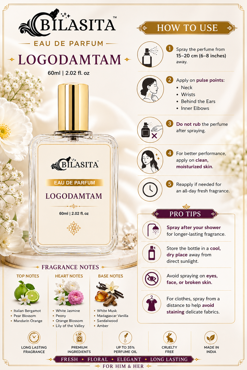 LogoDamtam Luxury Perfume with 30% French Fragrance Oil | Eau de Parfum for Men | Long Lasting Elegant Fragrance | 50ml EDP
