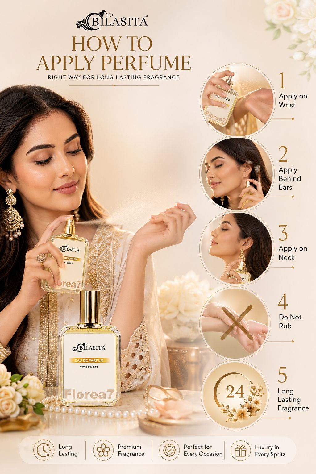 Florea7 Romantic Perfume | Floral Citrus Fresh 35% French Fragrance Oil Long Lasting Fragrance for Women,Gift for Her - 60ml EDP